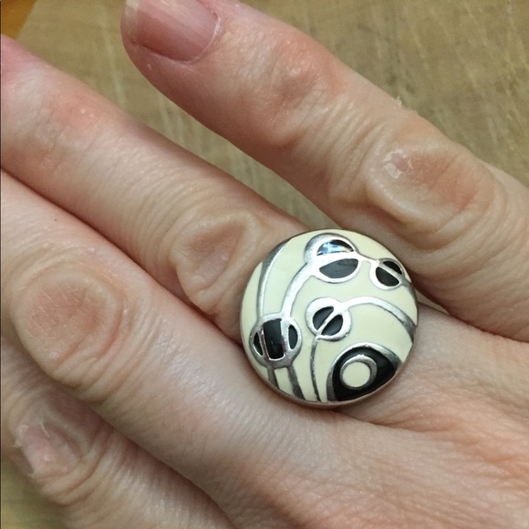 Awesome retro enamel 925 sterling silver ring - Picture 1 of 6